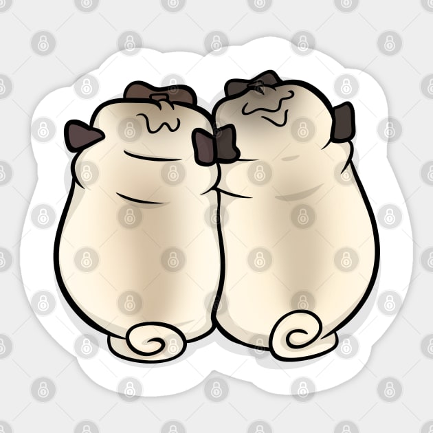 Puggy Snuggles Sticker by Inkpug